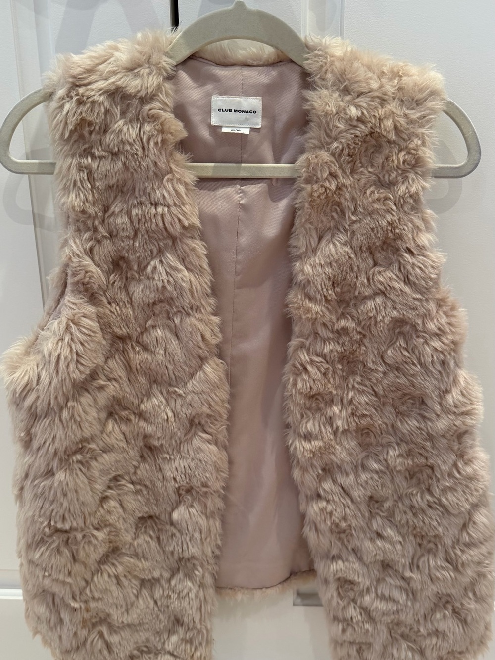Club Monaco Pale Blush Faux Fur Vest